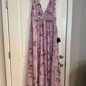 Lulus Garden Meandering Lavender Floral Print Maxi Dress 1X BRAND NEW W/ TAGS